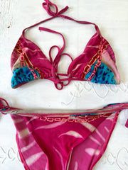 festival drop | Grande rosa e azul padrão de bikini set