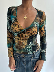 summermaxxing drop | extra small blue patterned long sleeve top