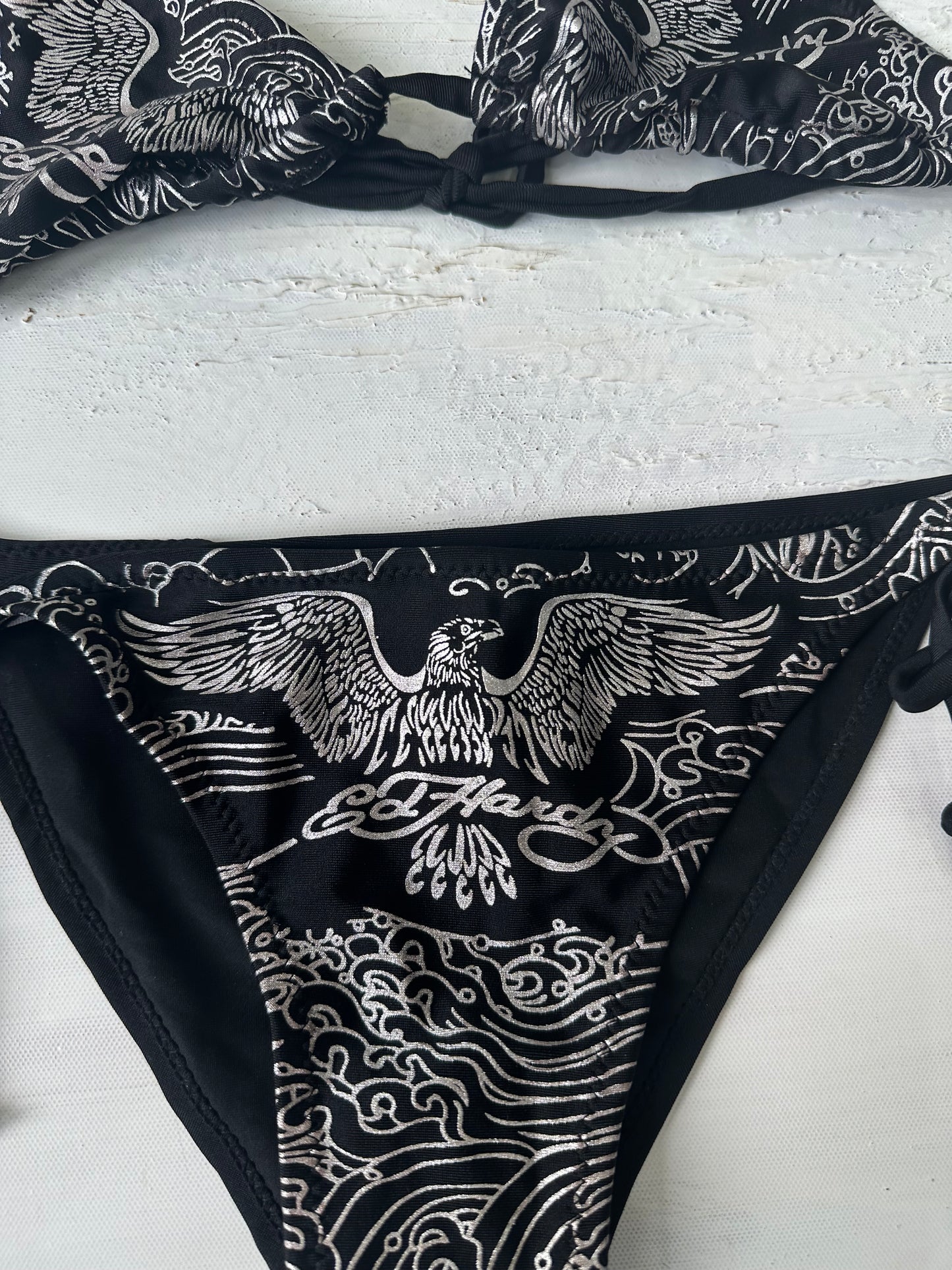 ‼️💻sailor drop | small black ed hardy bikini set