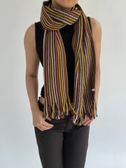 ‼️ one size orange yellow brown striped knit scarf
