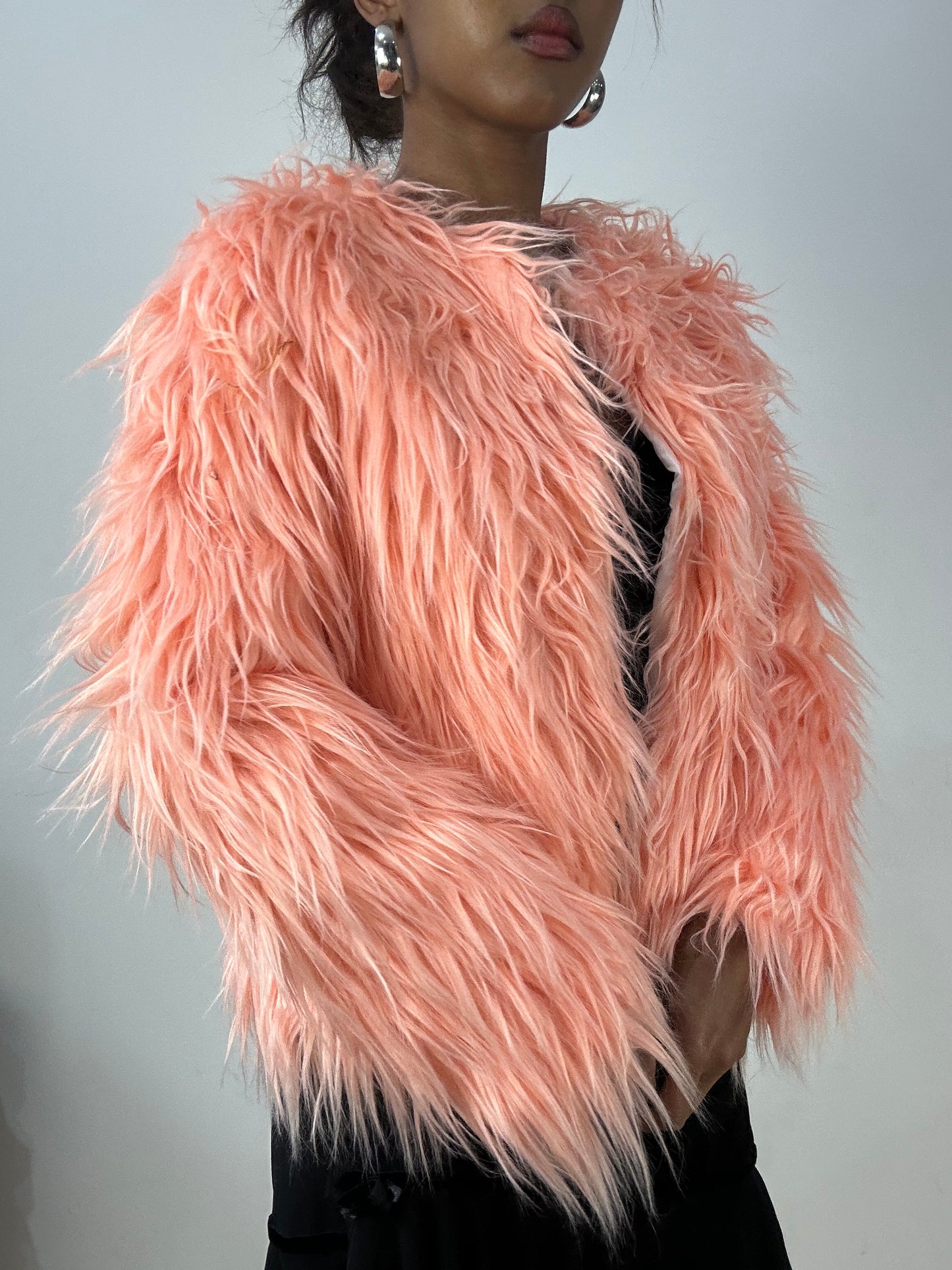 vintage edit: halloween | small peach pink faux fur coat