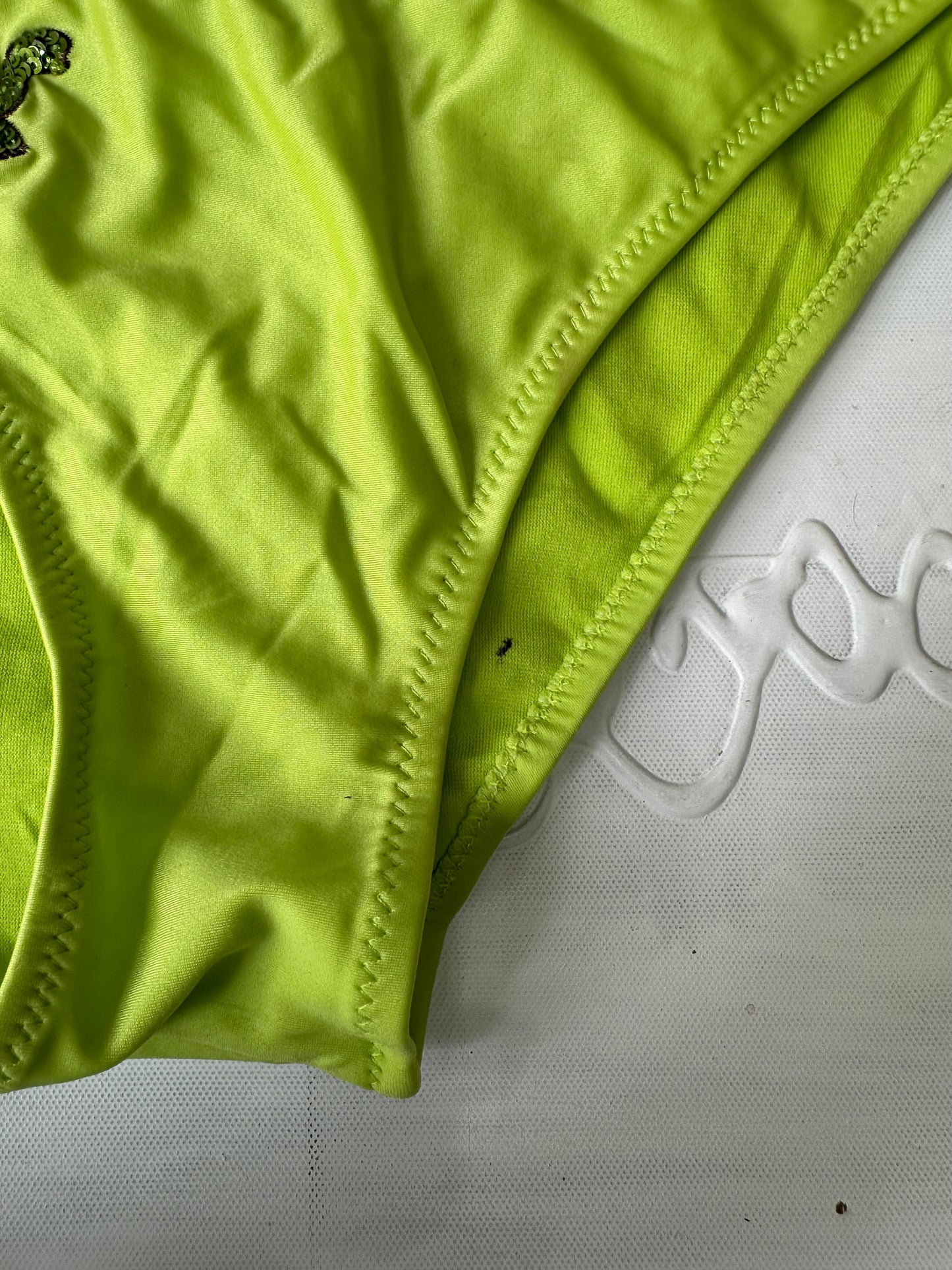 vintage edit twenty-seven | medium green turtle bikini set with beading and sequins