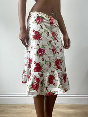 easter edit | extra small white floral rose pattern midi skirt