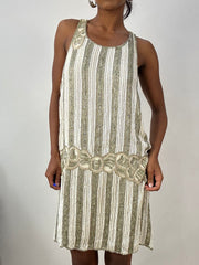 vintage edit: halloween | small white and green beaded midi dress