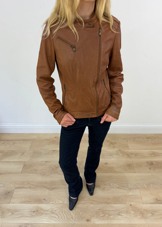 small brown biker jacket