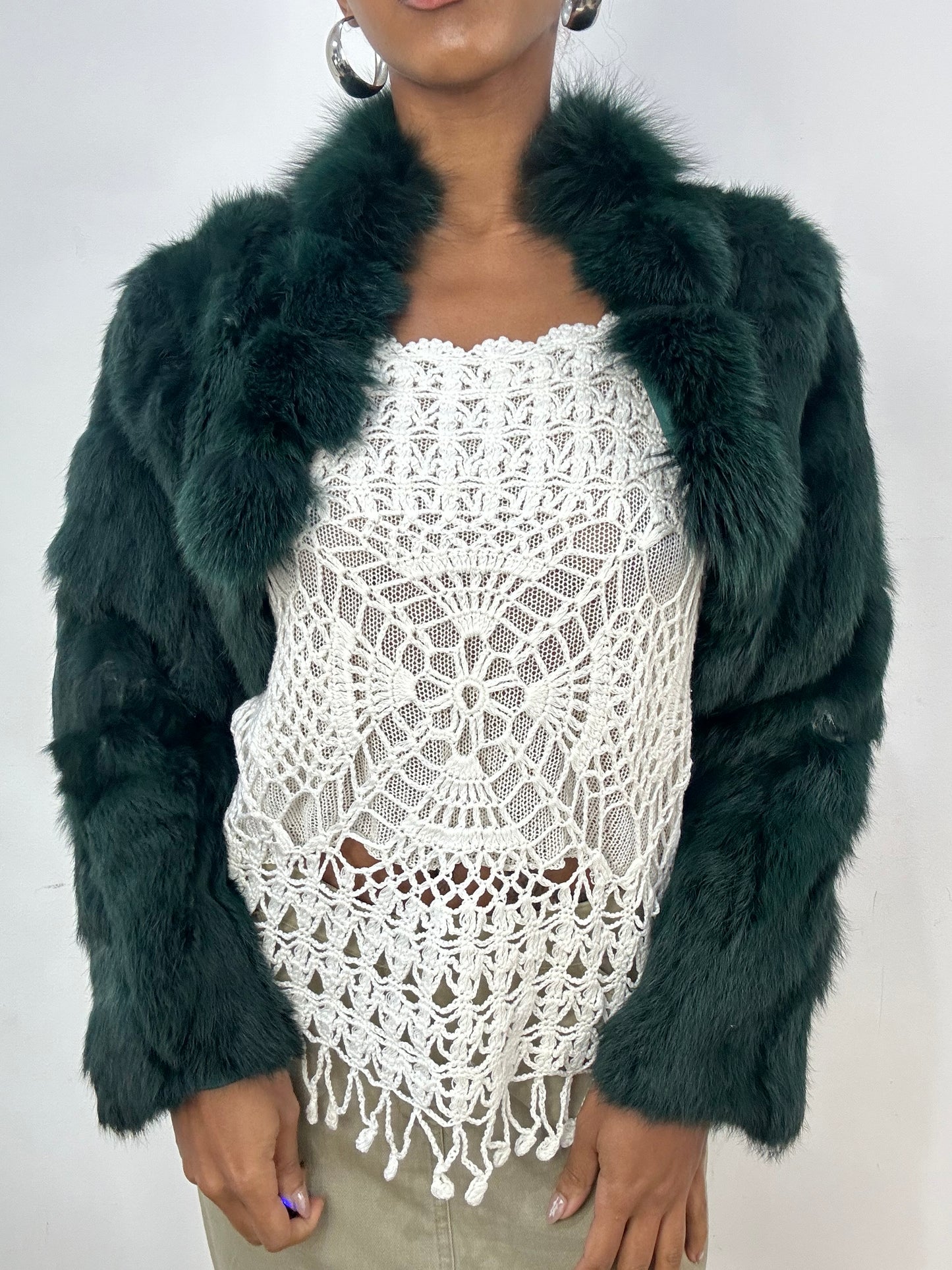vintage edit: indie sleaze | small green faux fur shrug jacket