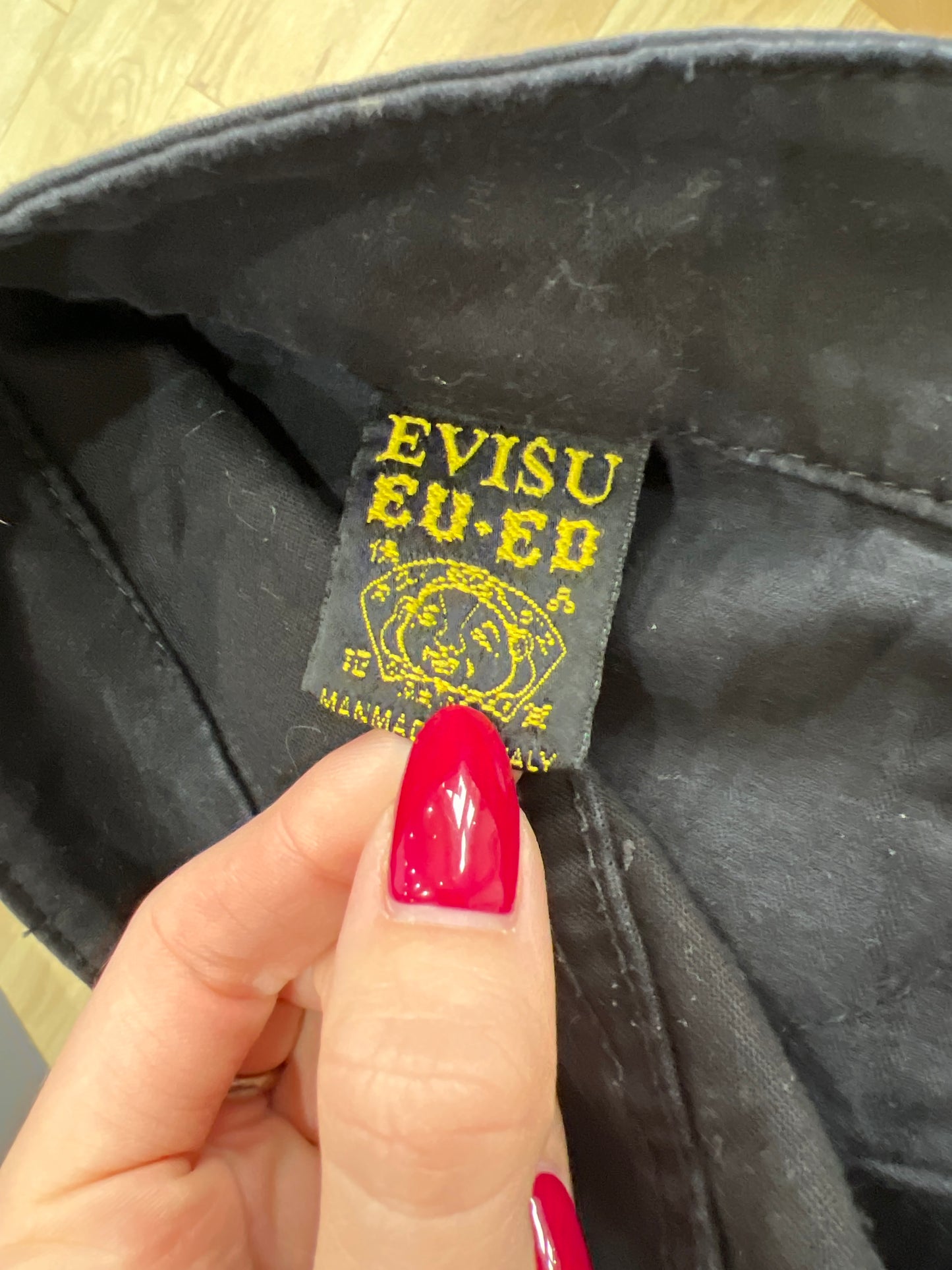 vintage edit fourteen | medium black evisu mini skirt