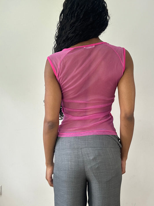 vintage edit twenty-three | small pink vest top with diamante detail