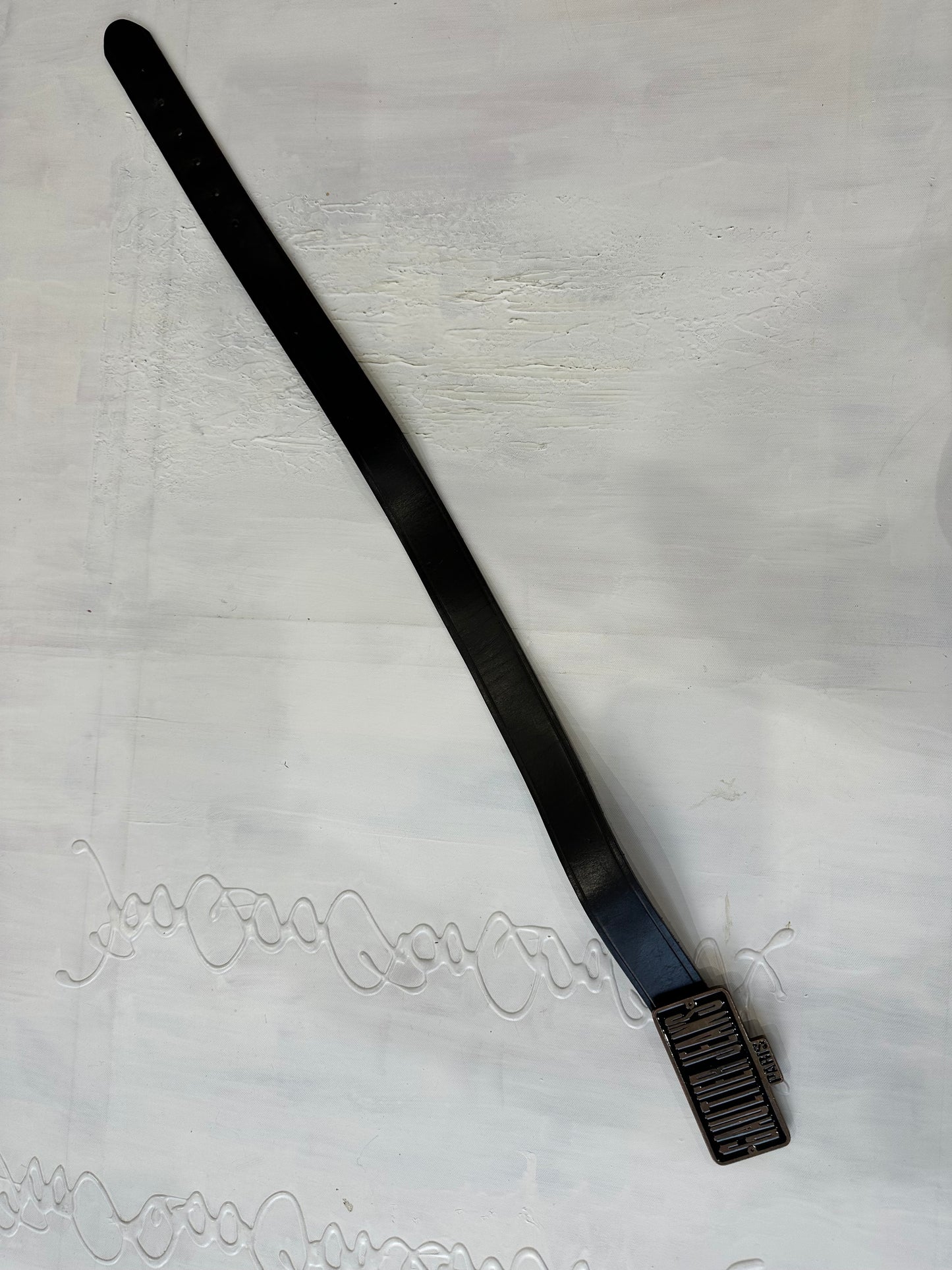 winter edit | black gaultier jeans leather belt with logo buckle