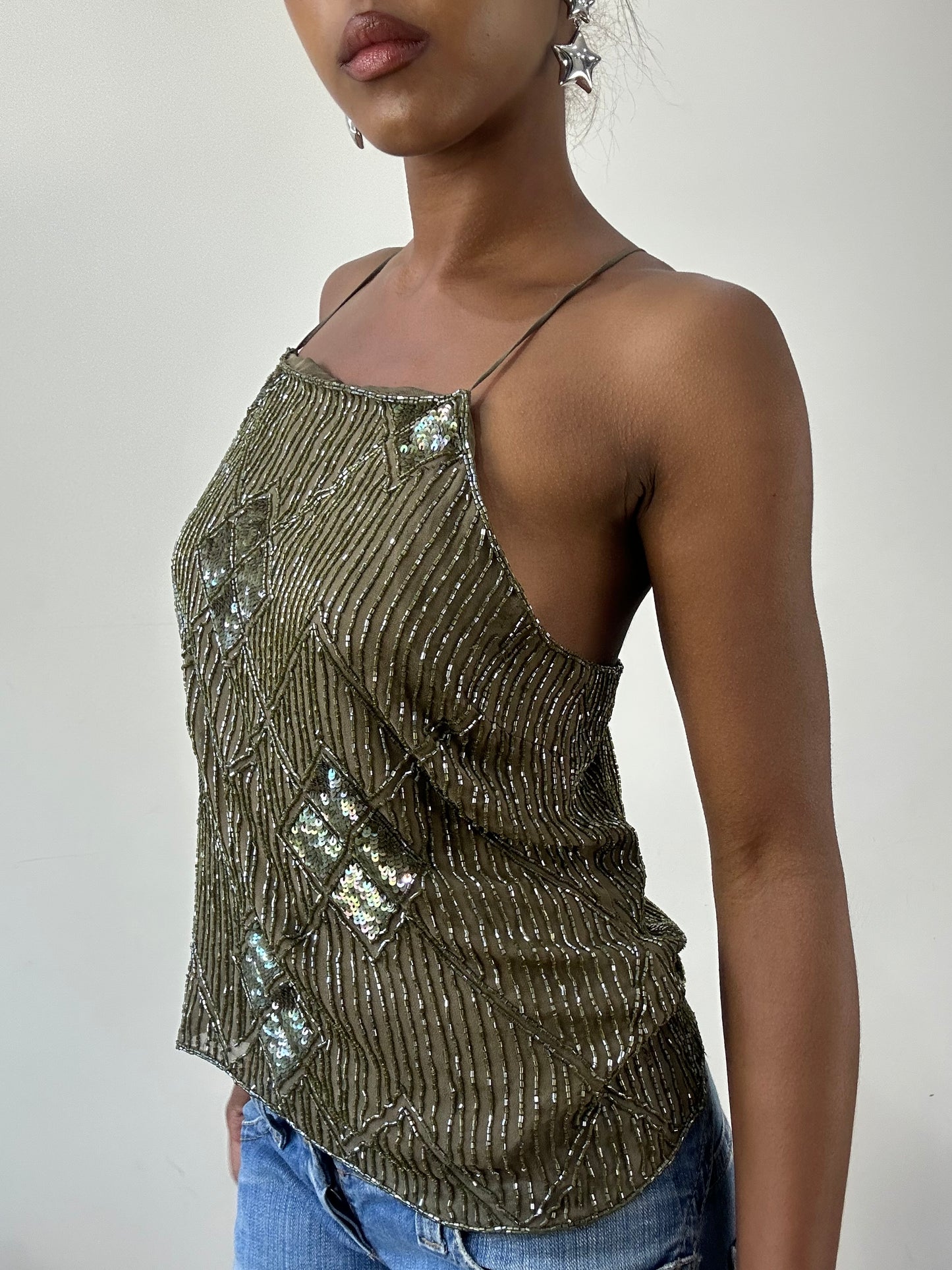 BEST PICKS | small green massimo dutti beaded top