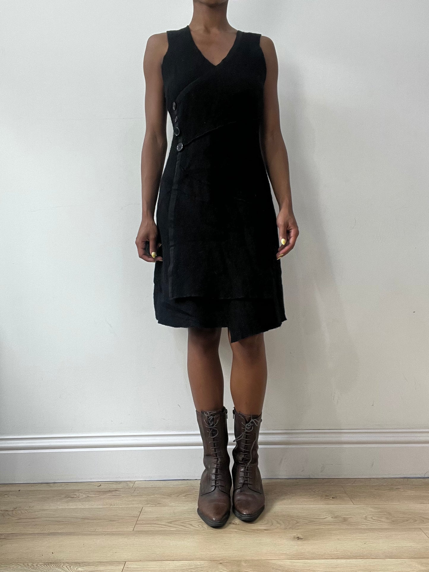 vintage edit thirty-two | brown faux leather heeled lace up boots