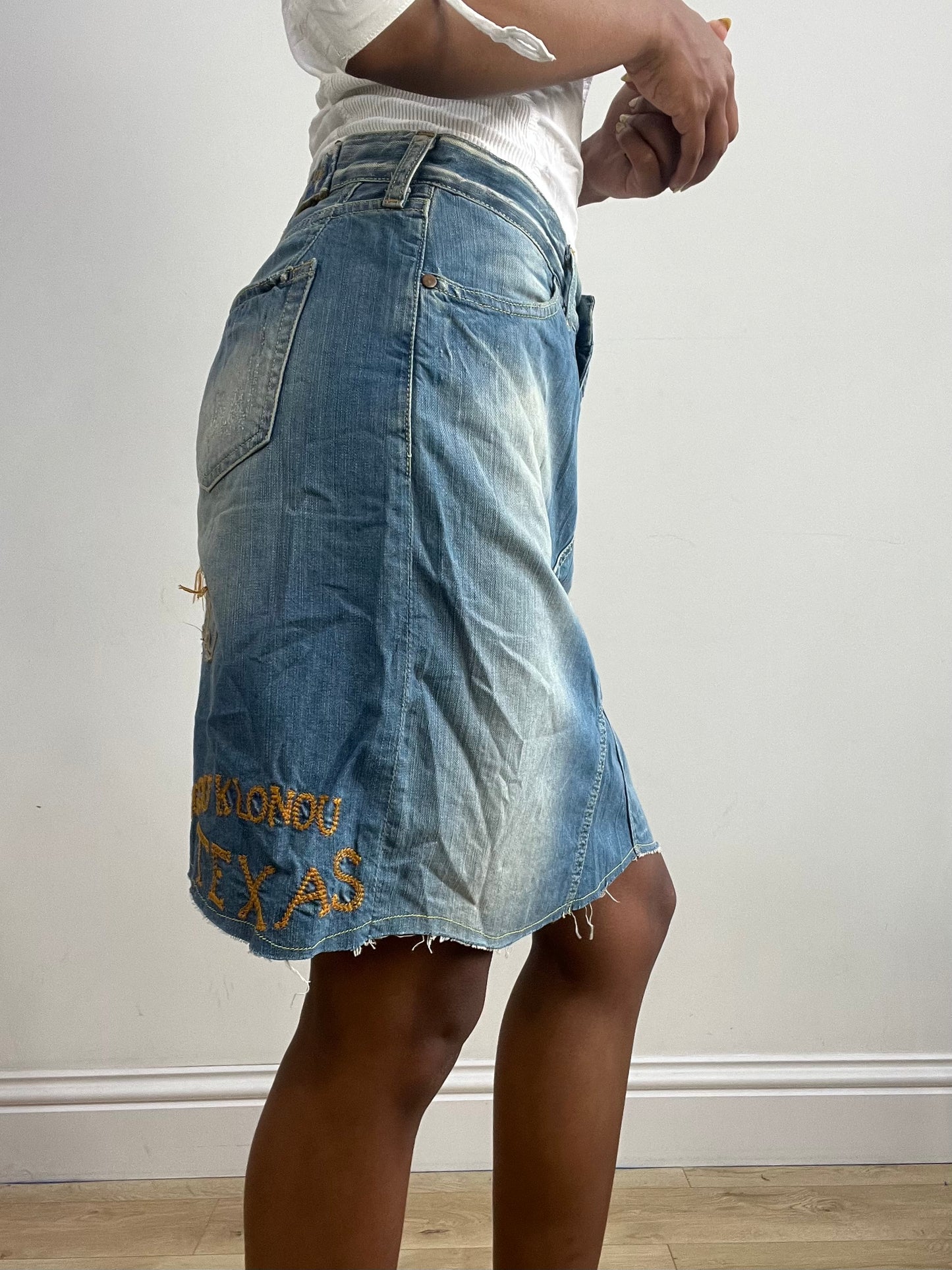 vintage edit thirty-two | small blue denim replay midi skirt