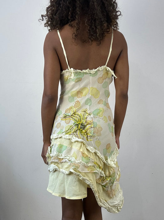 vintage edit thirty-four | small yellow midi dress with floral print