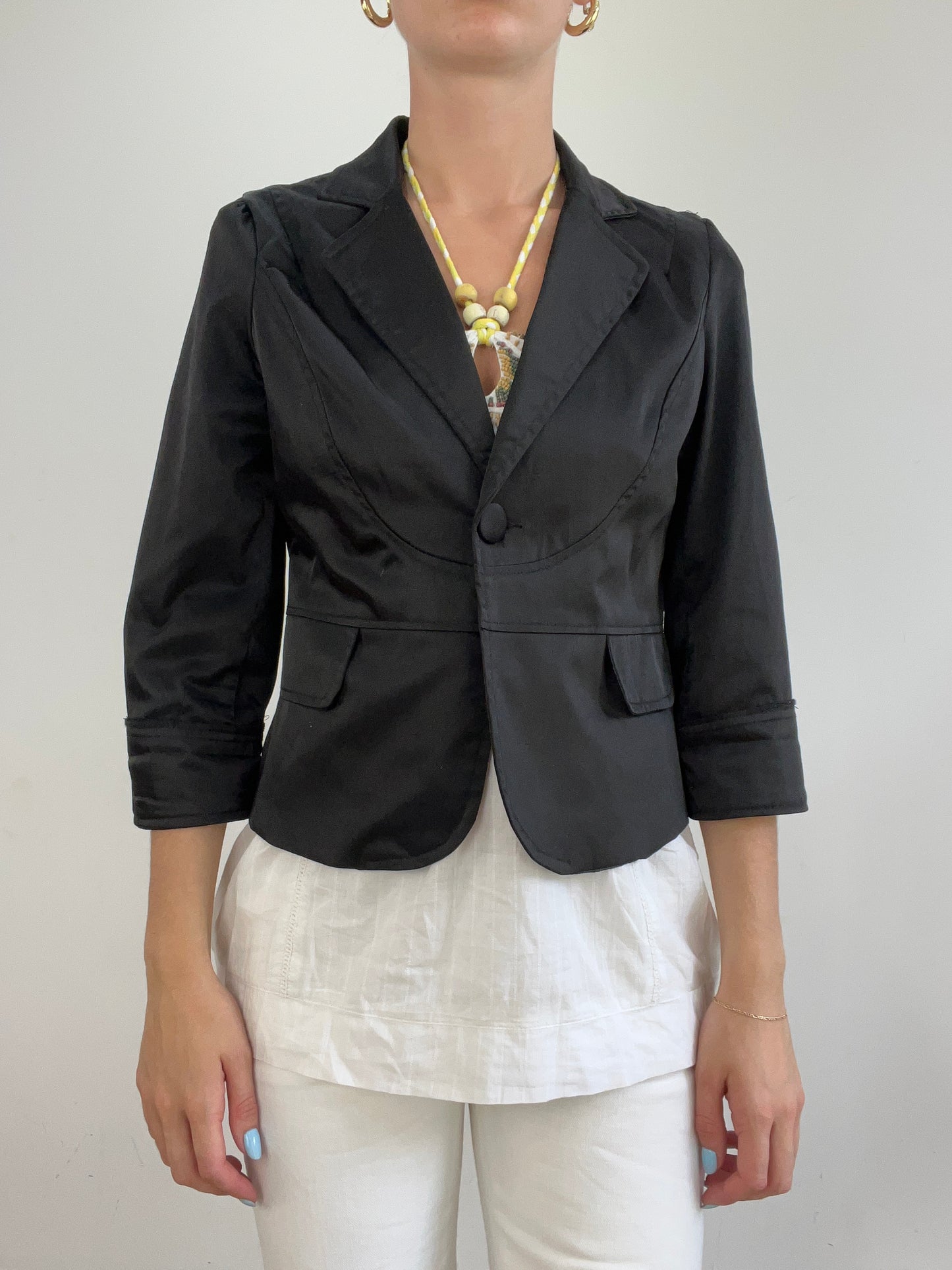 vintage edit twenty eight | medium black pea coat with 3/4 sleeves