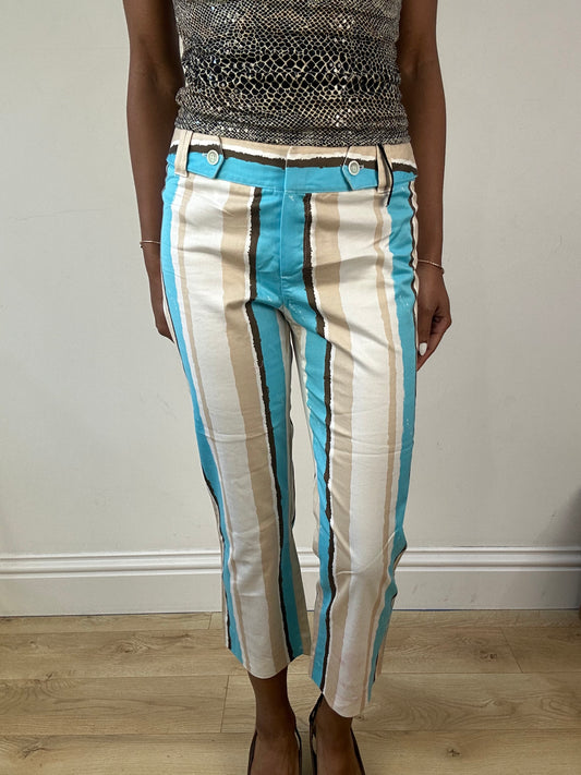 vintage edit eighteen | small beige and blue stripy low waist trousers