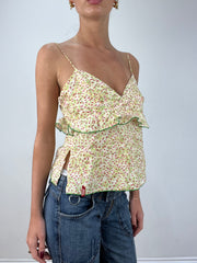 vintage edit twelve | medium green floral miss sixty linen cami