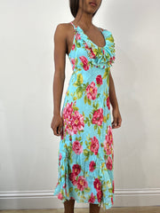 BEST PICKS | small blue mesh overlay maxi dress
