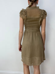 vintage edit thirty | talla: M · color: caqui · prenda: vestido · detalles: lunares + estampado