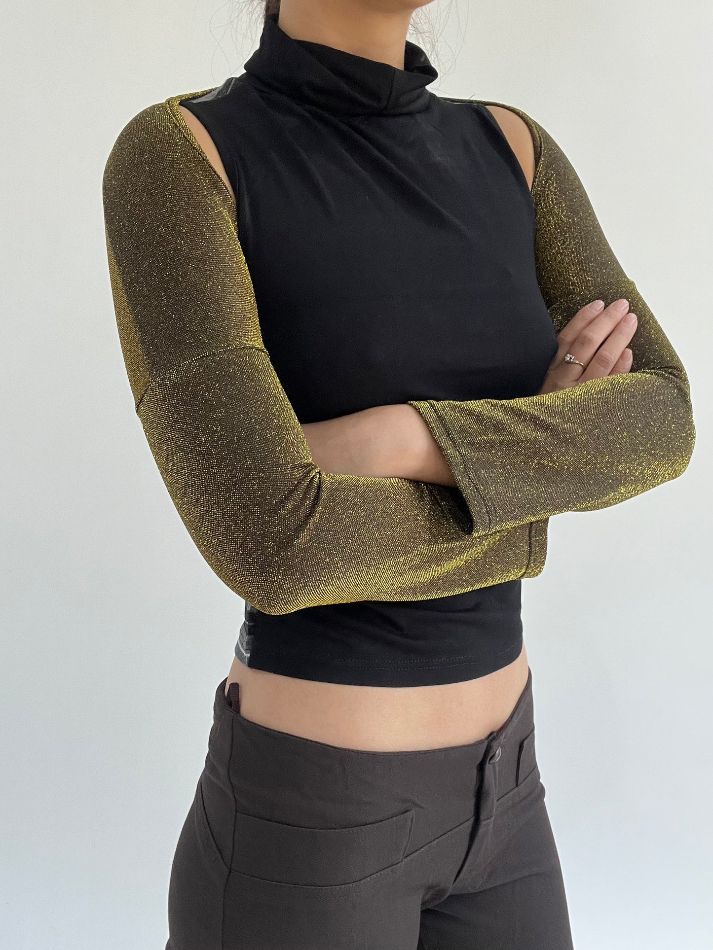 ‼️ | one size golden long sleeve bolero top