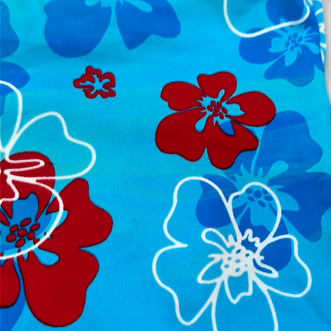 💚 BARBIE DROP - beach barbie | small blue swim top with hibiscus print detail