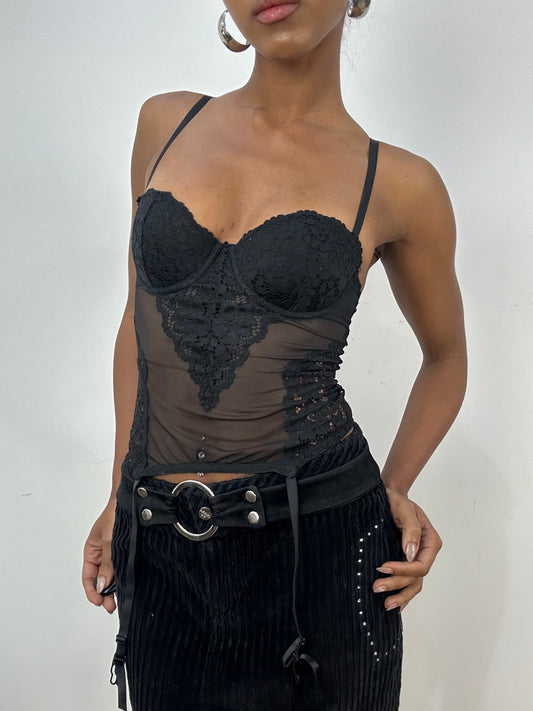 vintage edit: indie sleaze | extra small black old h&m corset top