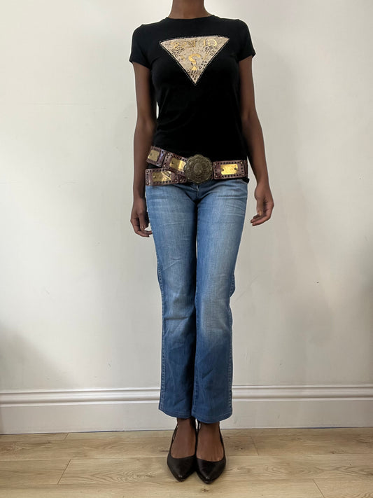 BEST PICKS | one size burgundy statement belt with gold hardware