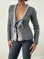 HIPPY CHIC DROP | taille: M · couleur: gris · matière: maille · article: gilet · détails: lien devant