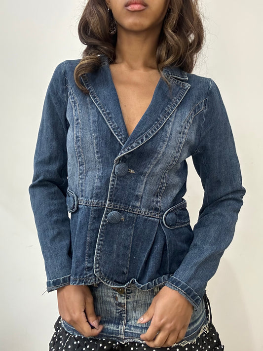 vintage edit: fashion week | small blue denim blazer jacket