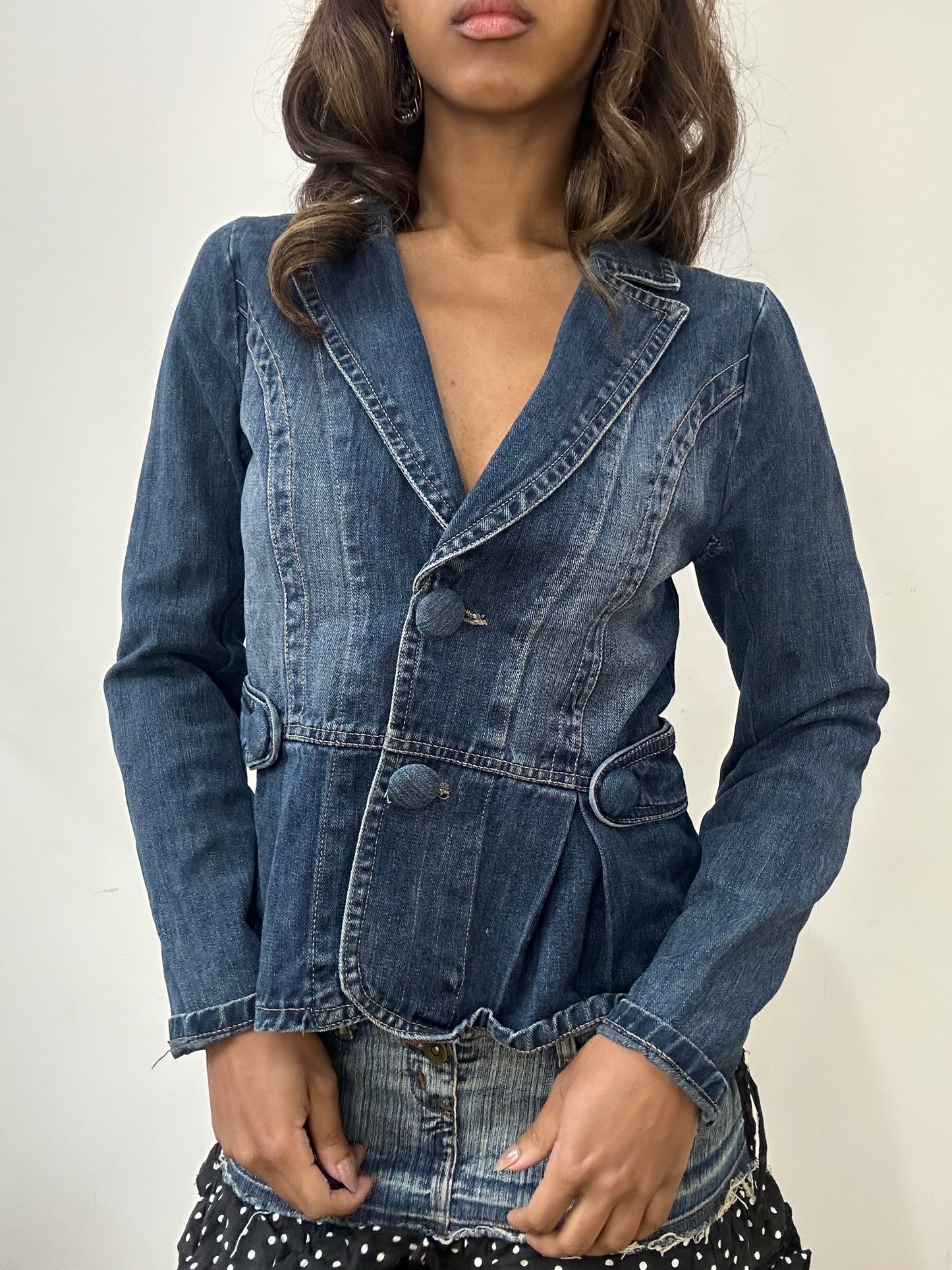 vintage edit: fashion week | small blue denim blazer jacket