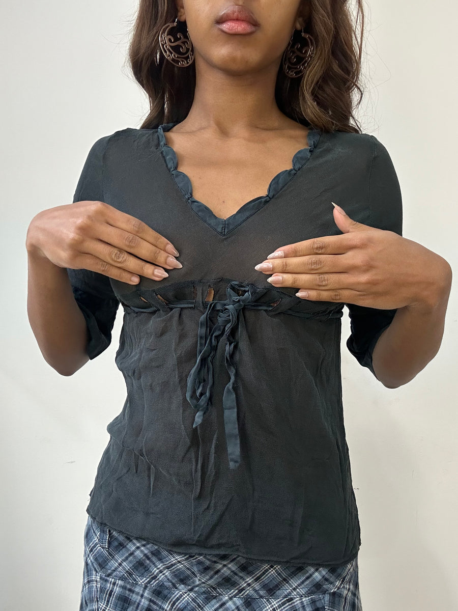 vintage edit: fashion week | small black intimissimi sheer top