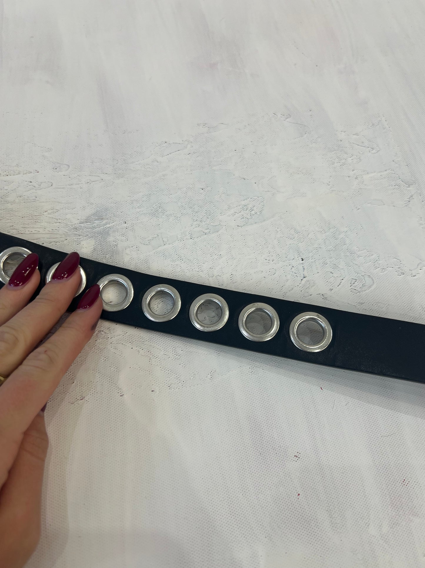 vintage edit sixteen | black and silver faux leather belt