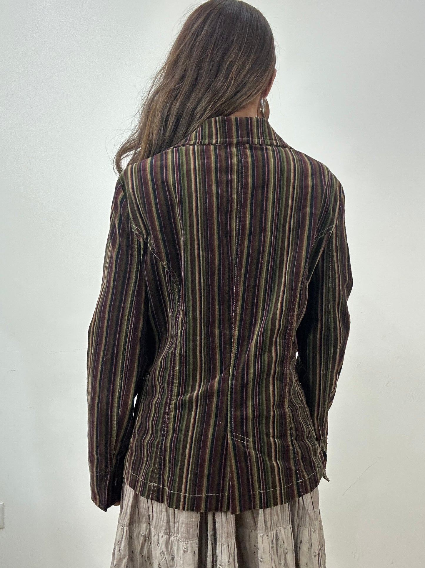 vintage edit: indie sleaze | medium purple and green pinstripe blazer jacket