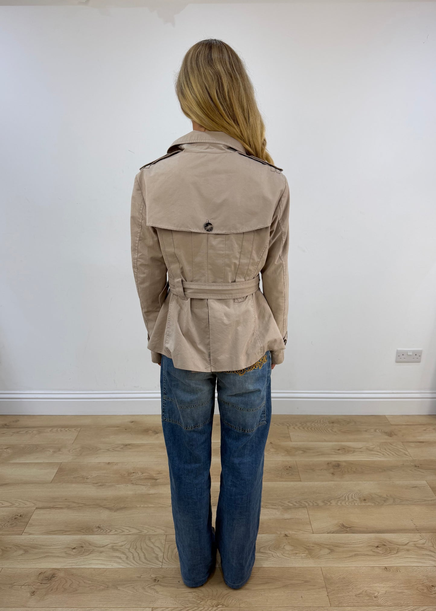 small old label zara beige trench coat