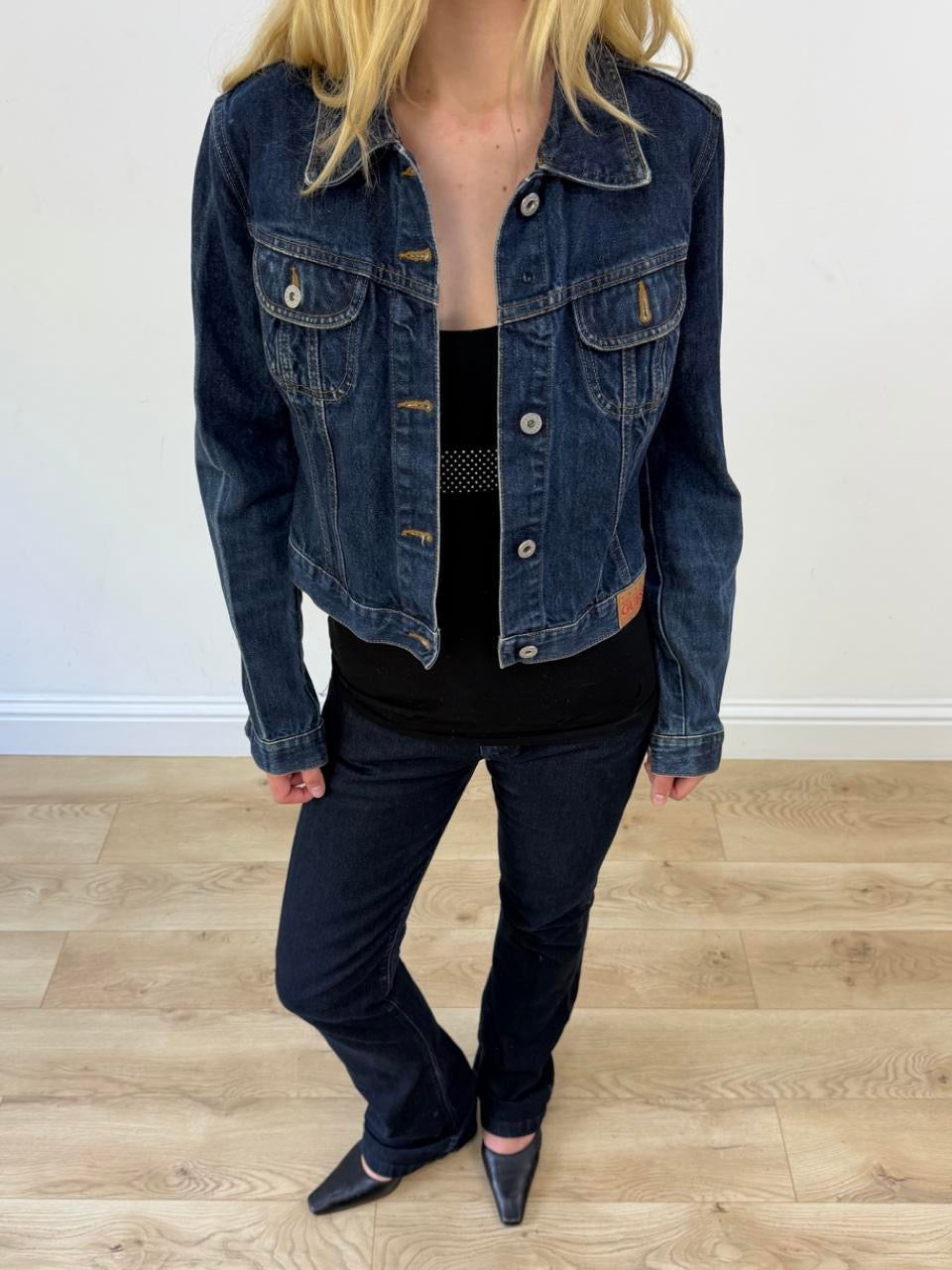 blue dark wash guess denim jacket