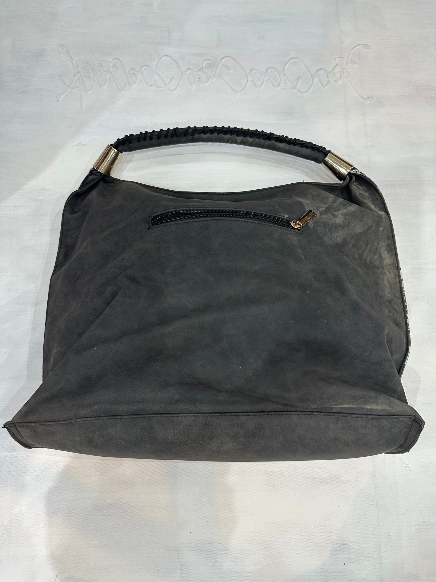 vintage edit thirty-four | black faux leather shoulder bag with snake print