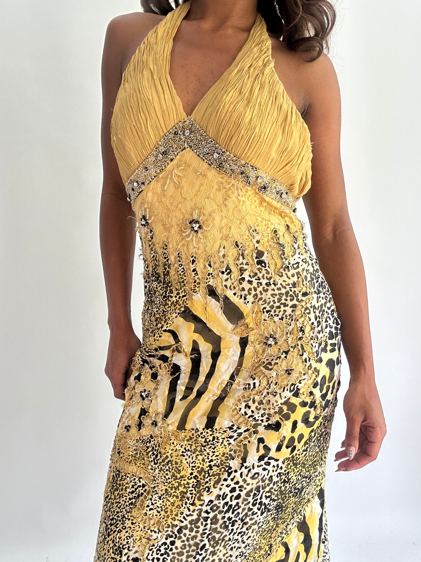 wedding guest drop | small/medium yellow sequin maxi dress