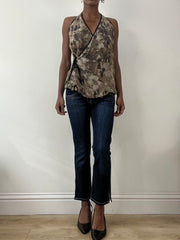 BEST PICKS | small blue denim bootcut jeans with rhinestone details