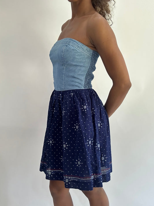 wag drop | small blue bandeau mini dress