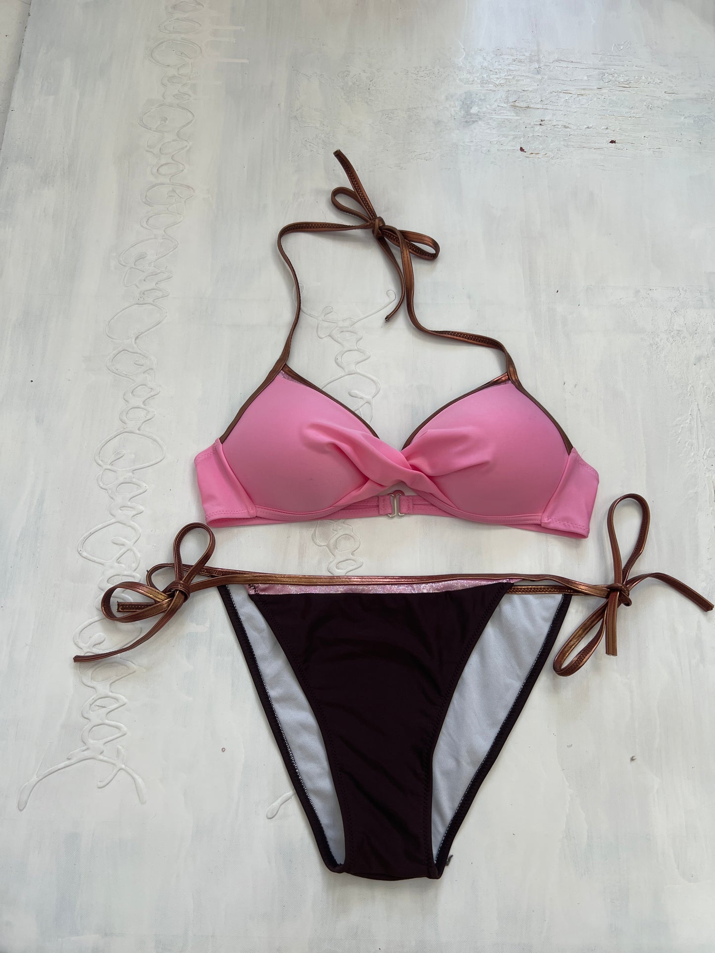 BRAT GIRL SUMMER DROP | large pink and brown bikini set