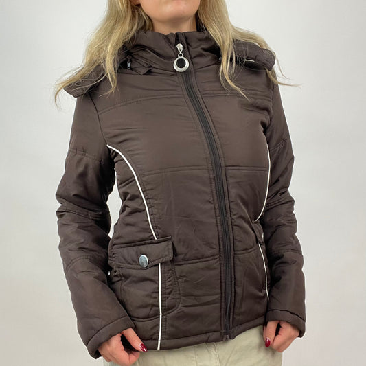 CHALET GIRL DROP | small brown jacket with side stripes