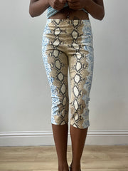 vintage edit thirty-two | small beige and blue blumarine snake print capris