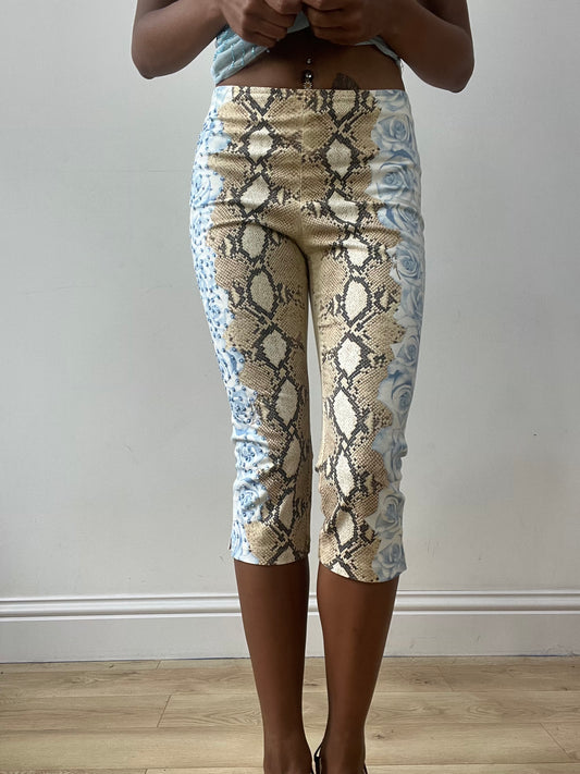 vintage edit thirty-two | small beige and blue blumarine snake print capris