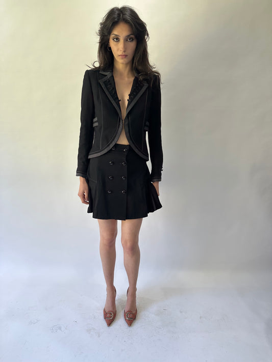 devil wears prada | small black button detail mini skirt