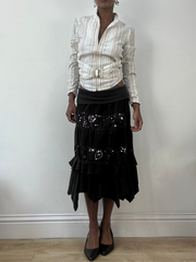 BEST PICKS | taille: XS · couleur: marron · article: jupe · détails: à volants superposés + longueur maxi