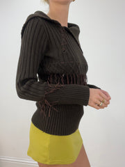 💻 vintage edit four | Größe: S · Farbe: Braun · Artikel: Pullover · Details: breit + Ausschnitt + gerippt