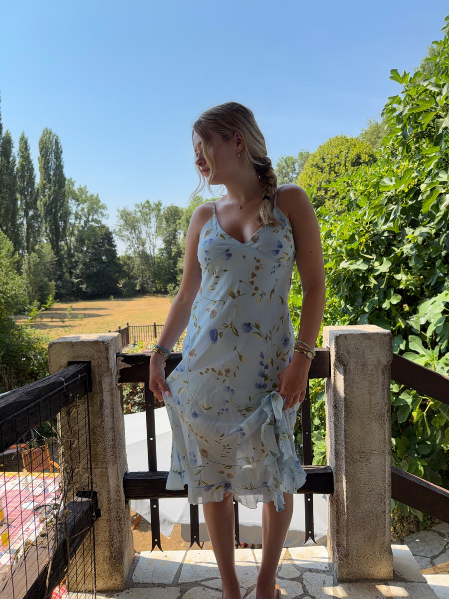 שמלה מרשת בהדפס פרחוני מידי – כחול – מידה ⁨m⁩ – ⁨french summer drop⁩