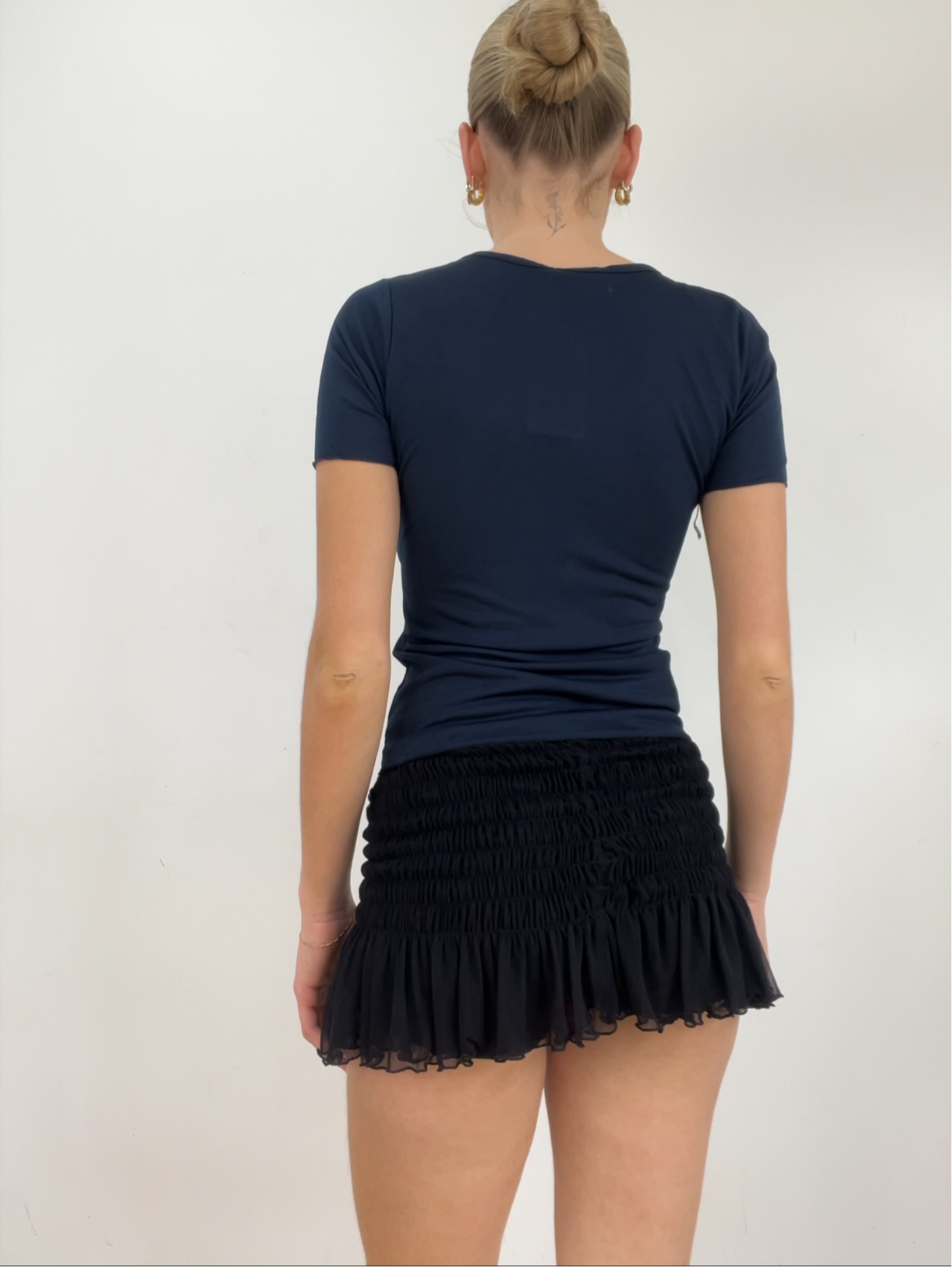 💻‼️ small navy old label topshop top with sparkle cobweb print
