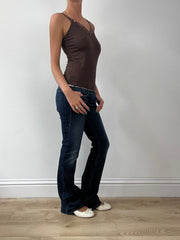 GIRLBAND DROP | small brown cami with sequin trim