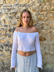 french summer drop | S码 白色 old new look off the shoulder 上衣