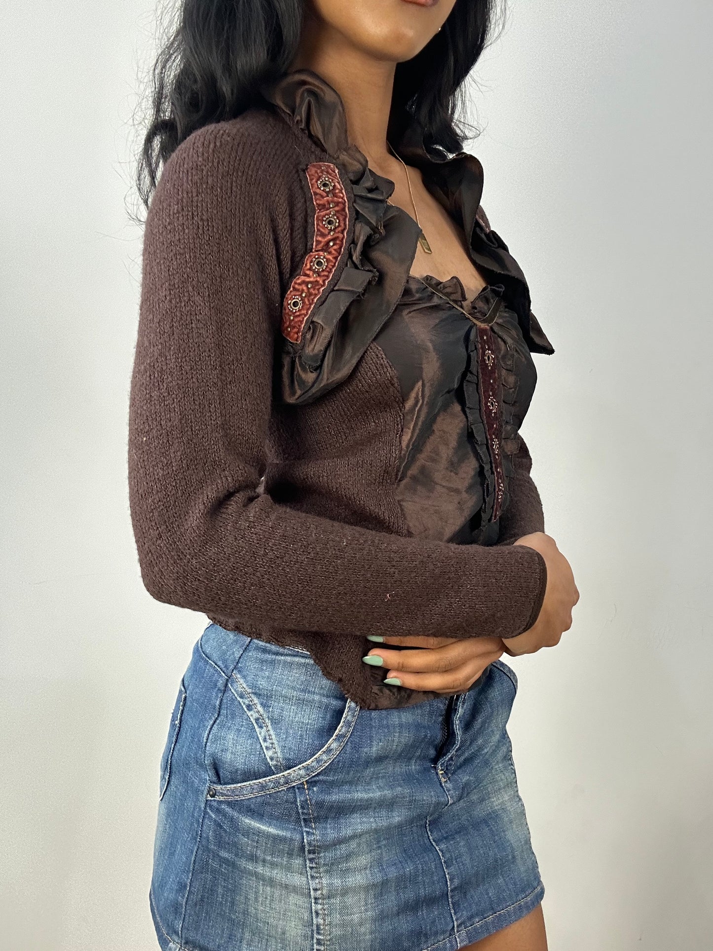 BEST PICKS | small brown knit cami top & bolero set